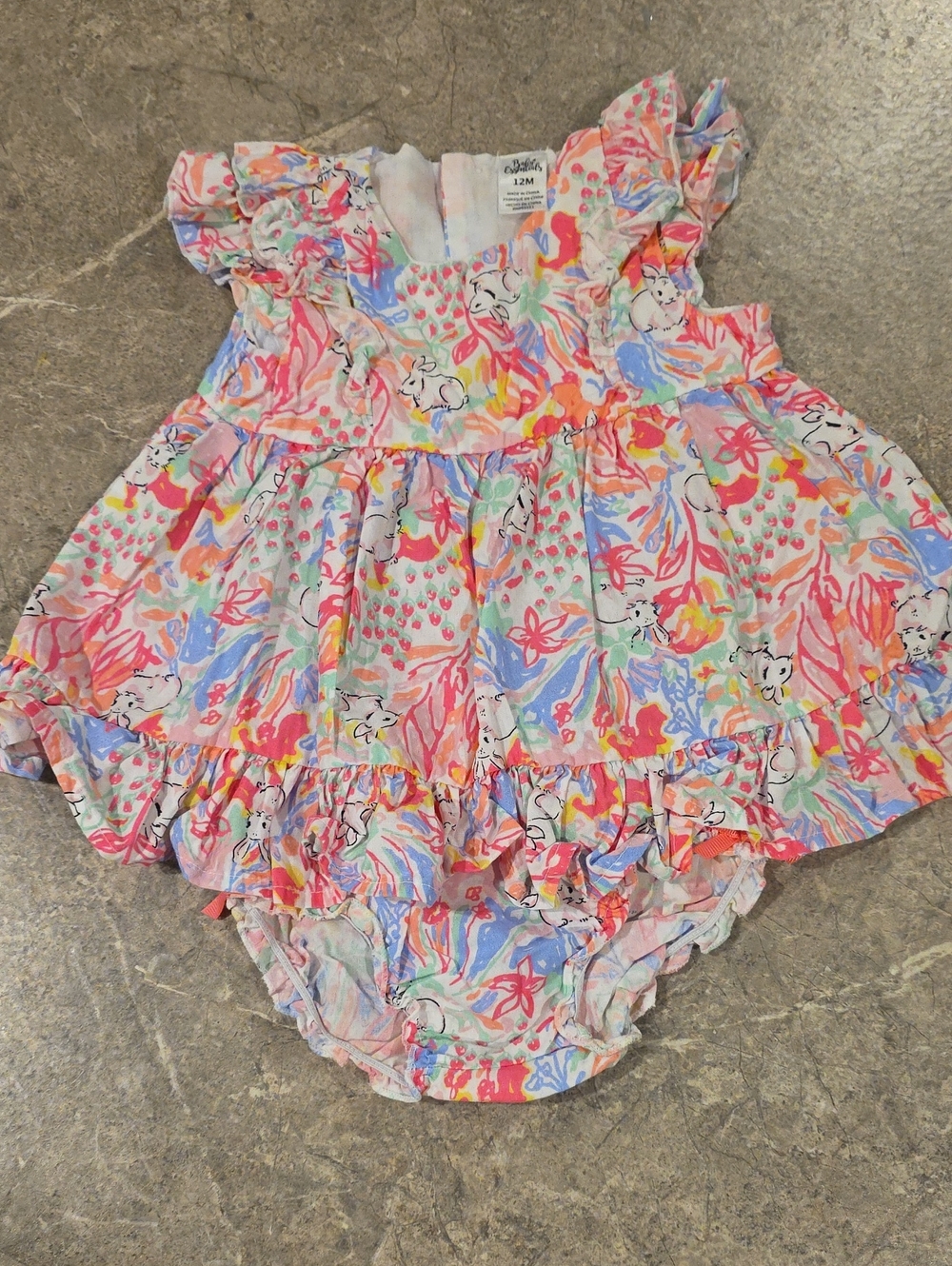 (J55) Colorful Floral Rabbit Matching Set 12mth